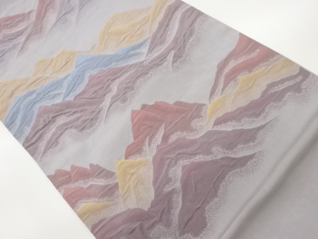 ふくれ織遠山模様織出し袋帯